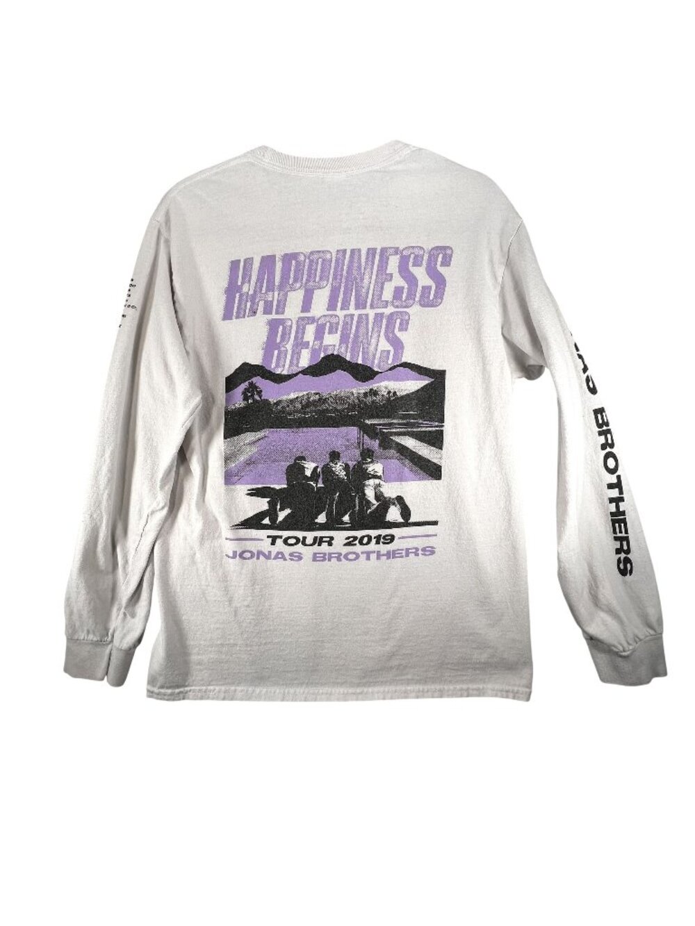 Jonas Brothers Happiness Begins Tour 2019 White Long Sleeve Shirt M Graphic Band